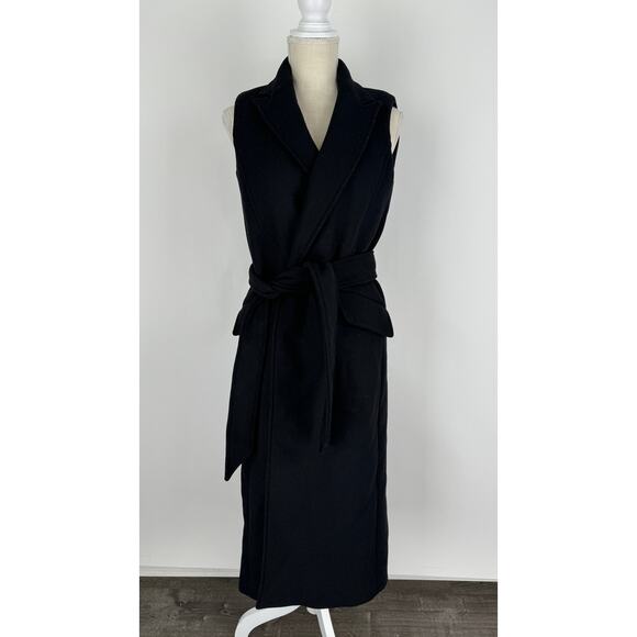 MNG Mango Wool Blend Waistcoat Sleeveless Jacket Coat Womens Small New Black - Picture 1 of 12